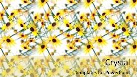  Presentation with floral - Audience pleasing theme consisting of seamless-flowers-pattern-floral-background backdrop and a yellow colored foreground