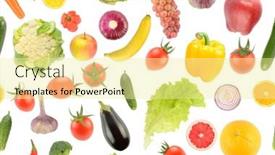  Presentation with fresh fruits vegetables - Presentation theme enhanced with seamless-pattern-of-fresh-fruits background and a blonde colored foreground