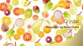  Presentation with fresh fruits and vegetables - Audience pleasing presentation theme consisting of seamless-pattern-of-fresh-juicy backdrop and a blonde colored foreground