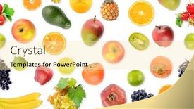  Presentation with fresh fruits vegetables - Colorful PPT layouts enhanced with seamless-pattern-of-fresh-vegetables backdrop and a blonde colored foreground