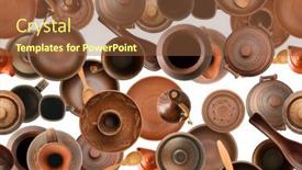  Presentation with pottery - Slide deck having seamless-pattern-of-old-pottery background and a tawny brown colored foreground