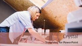  Presentation with fabric - Slide set consisting of seamstress-dressmaker-woman-working background and a coral colored foreground