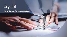  Presentation with sewing machine - Slide deck enhanced with seamstress-dressmaker-working-with-sewing background and a ocean colored foreground