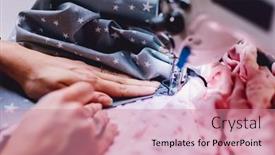  Presentation with sewing machine - Presentation featuring seamstress-dressmaker-working-with-sewing background and a coral colored foreground