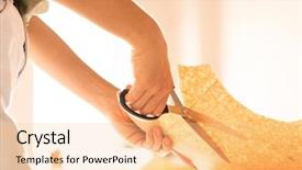  Presentation with patterns - Presentation theme consisting of seamstress during work with paper background and a lemonade colored foreground