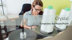  Presentation with colorful fabric - Slide deck consisting of seamstress-sews-colorful-decorative-fabric background and a soft green colored foreground