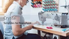  Presentation with tailoring - PPT layouts consisting of seamstress-sews-on-sewing-machine background and a  colored foreground