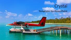  Presentation with maldives - Slides featuring seaplane at maldives - nature travel background and a light blue colored foreground