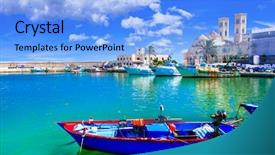  Presentation with coastal management - Colorful theme enhanced with seaport - molfetta - picturesque coastal town backdrop and a light blue colored foreground
