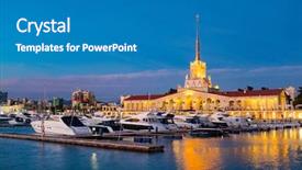  Presentation with naval - Cool new slides with seaport - naval station in sochi night backdrop and a teal colored foreground