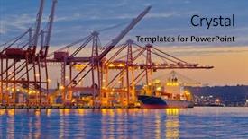  Presentation with seattle - Presentation design with seaport - night view of the quay background and a teal colored foreground