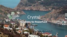  Presentation with seaport - Beautiful PPT layouts featuring seaport-balaklava-in-crimea-ukraine backdrop and a ocean colored foreground