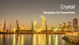  Presentation with logistics sea - Cool new theme with seaport logistics - night view of sea port backdrop and a  colored foreground