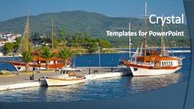  Presentation with seaport - Beautiful theme featuring seaport with ships under blue backdrop and a  colored foreground