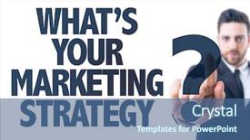  Presentation with marketing strategy - Cool new presentation design with search engine target - business man pointing the text backdrop and a ocean colored foreground