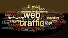  Presentation with web - Beautiful PPT theme featuring search engine target - web traffic concept in word backdrop and a tawny brown colored foreground