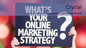  Presentation with online marketing - Slide set enhanced with search engine target - whats your online marketing strategy background and a teal colored foreground