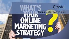  Presentation with online marketing - Presentation theme featuring search engine target - whats your online marketing strategy background and a teal colored foreground