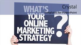 Presentation with online marketing - Presentation design enhanced with search engine target - whats your online marketing strategy background and a teal colored foreground