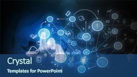  Presentation with close up of digital multimeter - Slide deck having search network connection - close up of businessman touching background and a ocean colored foreground