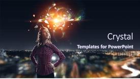  Presentation with search - Slide deck with search-of-bright-idea background and a wine colored foreground