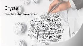  Presentation with social media job search - PPT layouts consisting of search of good idea mixed background and a  colored foreground