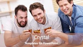  Presentation with fun - Beautiful presentation theme featuring search party - cheerful friends having fun backdrop and a coral colored foreground