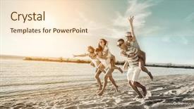  Presentation with diversity students friends happiness concept - PPT theme with search party - happiness friends fun background and a  colored foreground