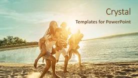  Presentation with sunset beach - Colorful slide deck enhanced with search party - happiness friends fun backdrop and a  colored foreground
