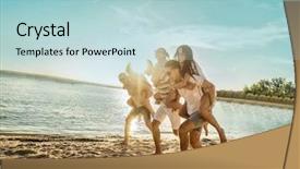  Presentation with sunset beach - Amazing presentation design having search party - happiness friends fun backdrop and a  colored foreground
