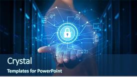  Presentation with cloud technology - PPT theme with search project - man holding hologram projection displaying background and a  colored foreground