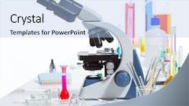  Presentation with test tube laboratory - Theme having search sientific - chemical scientific laboratory stuff microscope background and a light blue colored foreground