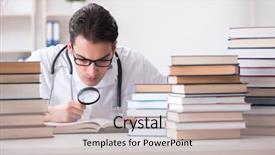  Presentation with medical student - Beautiful presentation theme featuring search sientific - medical student preparing for university backdrop and a  colored foreground