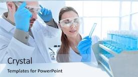  Presentation with pakistan studies - Presentation theme consisting of search sientific - two researchers conduct laboratory studies background and a light blue colored foreground