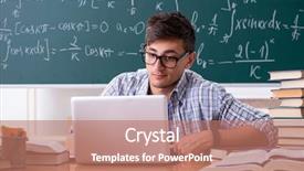  Presentation with math - Theme featuring search sientific - young male student studying math background and a  colored foreground