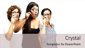  Presentation with looking glass - Beautiful slides featuring search sientific - young scientist looking backdrop and a mint green colored foreground