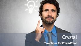  Presentation with idea - Colorful theme enhanced with searching best solution - business idea concept businessman having backdrop and a ocean colored foreground