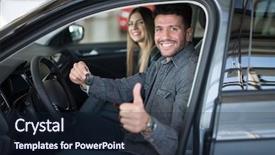  Presentation with dealership - Presentation theme featuring searching for a new car background and a wine colored foreground