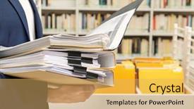  Presentation with archive - PPT theme featuring searching for documents in archive background and a yellow colored foreground