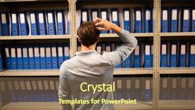  Presentation with files - Audience pleasing slide deck consisting of searching for files on cabinet backdrop and a violet colored foreground