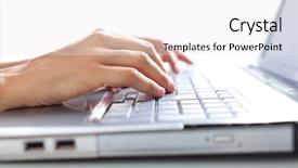  Presentation with information - Presentation theme featuring searching information - female hands typing background and a white colored foreground