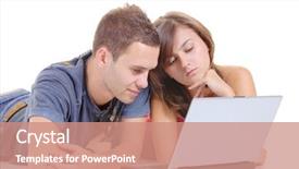  Presentation with people - Audience pleasing PPT layouts consisting of searching information - two young people working backdrop and a  colored foreground