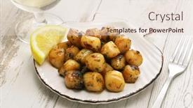  Presentation with soy sauce - PPT layouts consisting of seared-bay-scallops-with-garlic background and a lemonade colored foreground