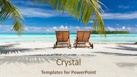  Presentation with palm tree - Theme with seascape and nature concept - tropical background and a lemonade colored foreground