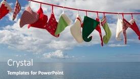  Presentation with socks - Presentation consisting of christmas elf - seascape of hats and socks background and a seafoam green colored foreground