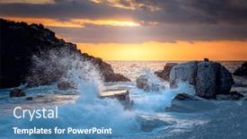  Presentation with ocean wave - Presentation enhanced with seascape-sea-ocean-wave-hit background and a teal colored foreground