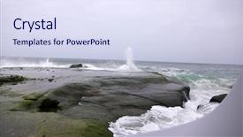  Presentation with beach rocks - Beautiful PPT layouts featuring seascape waves and tide crash backdrop and a sky blue colored foreground