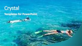  Presentation with swimmer - Cool new slide deck with seascape with a swimmer backdrop and a teal colored foreground