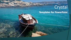  Presentation with fruits and water - Audience pleasing slide set consisting of seascape-with-boat-on-vivid backdrop and a teal colored foreground