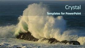  Presentation with coastal - Presentation having seascape-with-large-breaking-wave background and a ocean colored foreground